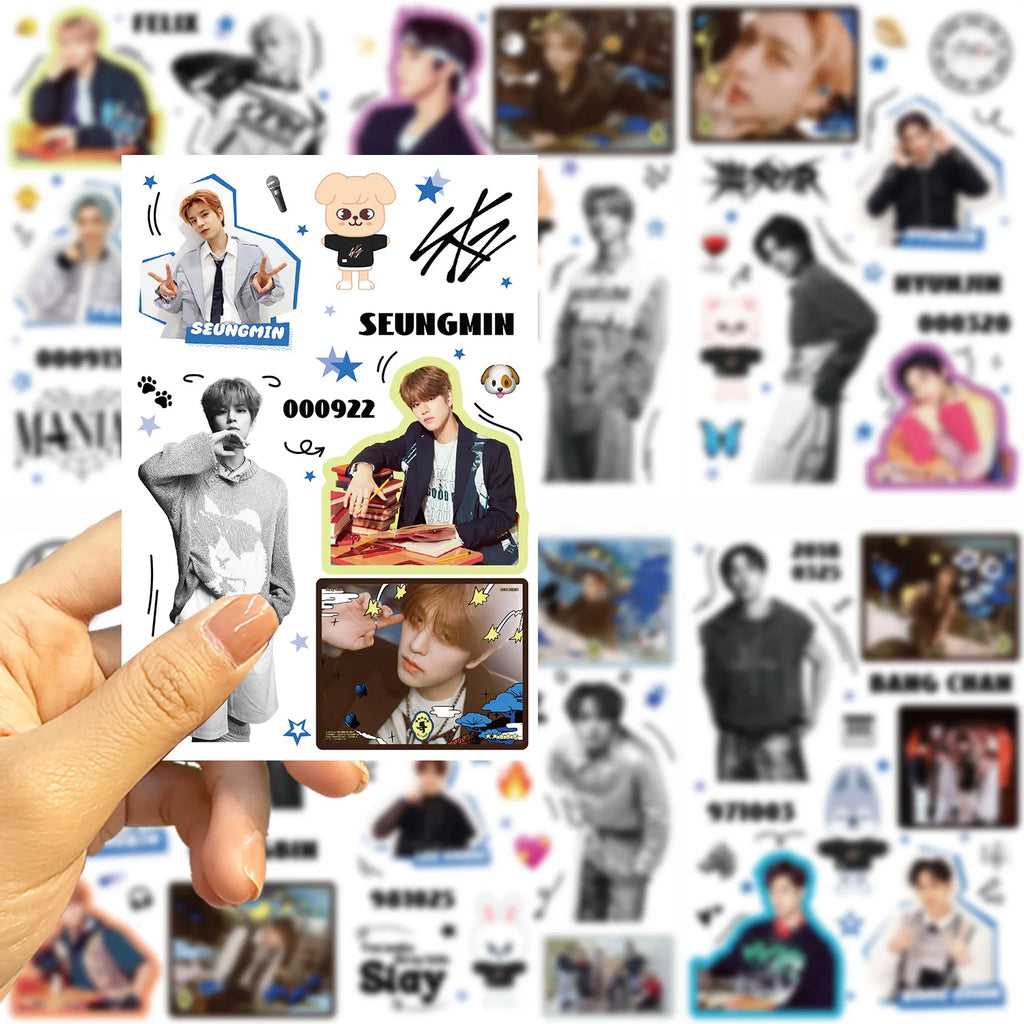 8PCS Kpop Skz Series Stickers Hand Account Skz Team DIY Sticker Notebook Skateboard Waterproof Sticker - Sun Studio