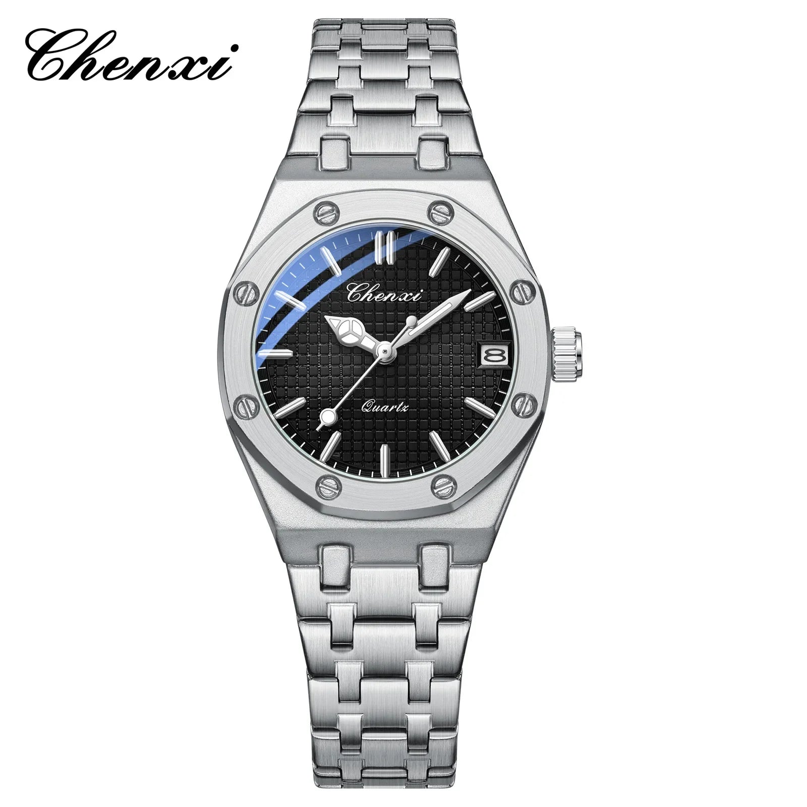 Luxury Women Watches Silver Steel Simple Casual Business Dress Watches for Women Top Brand Waterproof 3bar Calendar Gift Clock - Sun Studio