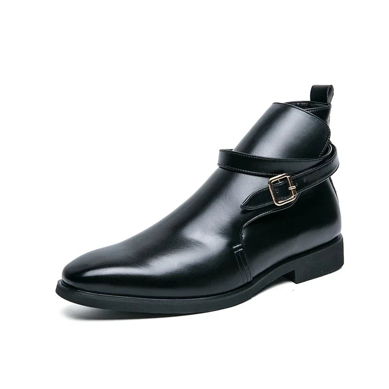 European Station New Men Pointed Chelsea Boot Side Buckle Casual Classic Size 38-48 Male Boots - Sun Studio
