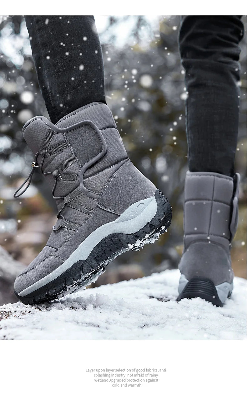 Neue Warme Plüsch Schneestiefel Herren Schnürsenkel Lässige Hohe Herren Stiefel Wasserfeste Winterstiefel Rutschfeste Knöchelstiefel Herren Arbeitsstiefel
