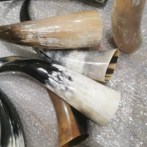 30-50CM Genuine Yak Horn Black Massage Buffalo Horn Viking Drinking Horn Mugs Standing Cylinder Scraping Tube Home Decor - Sun Studio