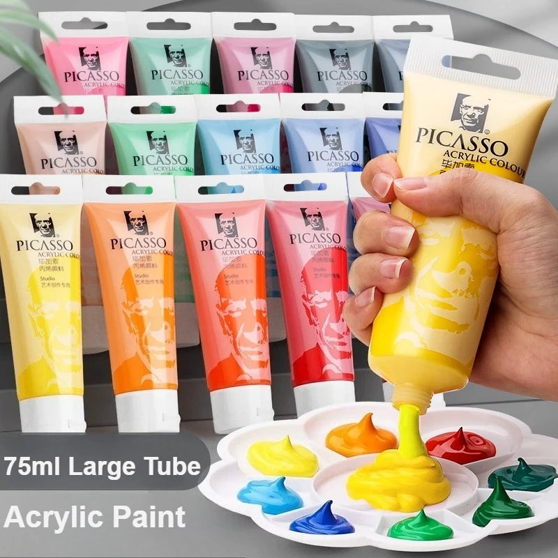 75ml Acrylic Paint Non Toxic Non Fading,Rich Pigments for Painters, Adults for Canvas Wood Clay Fabric Ceramic Craft Supplies - Sun Studio