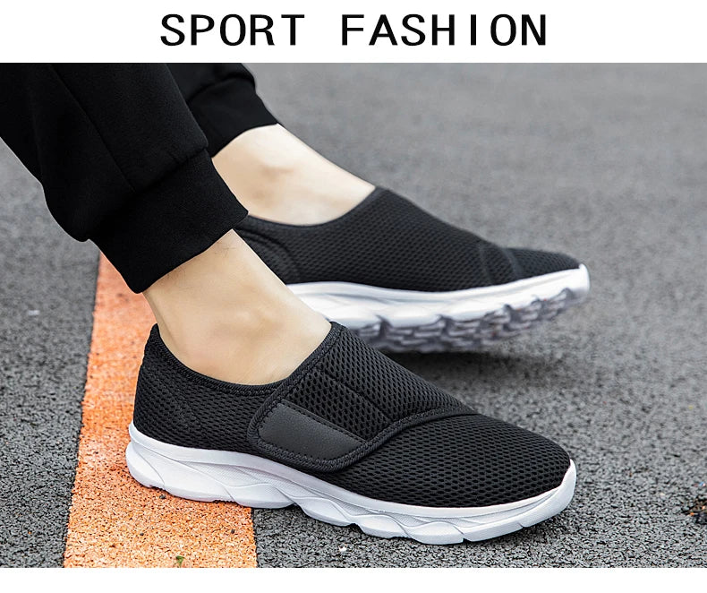 Sneakers Men Orthopedics Wide Feet Swollen Walking Casual Shoes Thumb Eversion Adjusting Soft Comfortable Light Man Shoes Black - Sun Studio