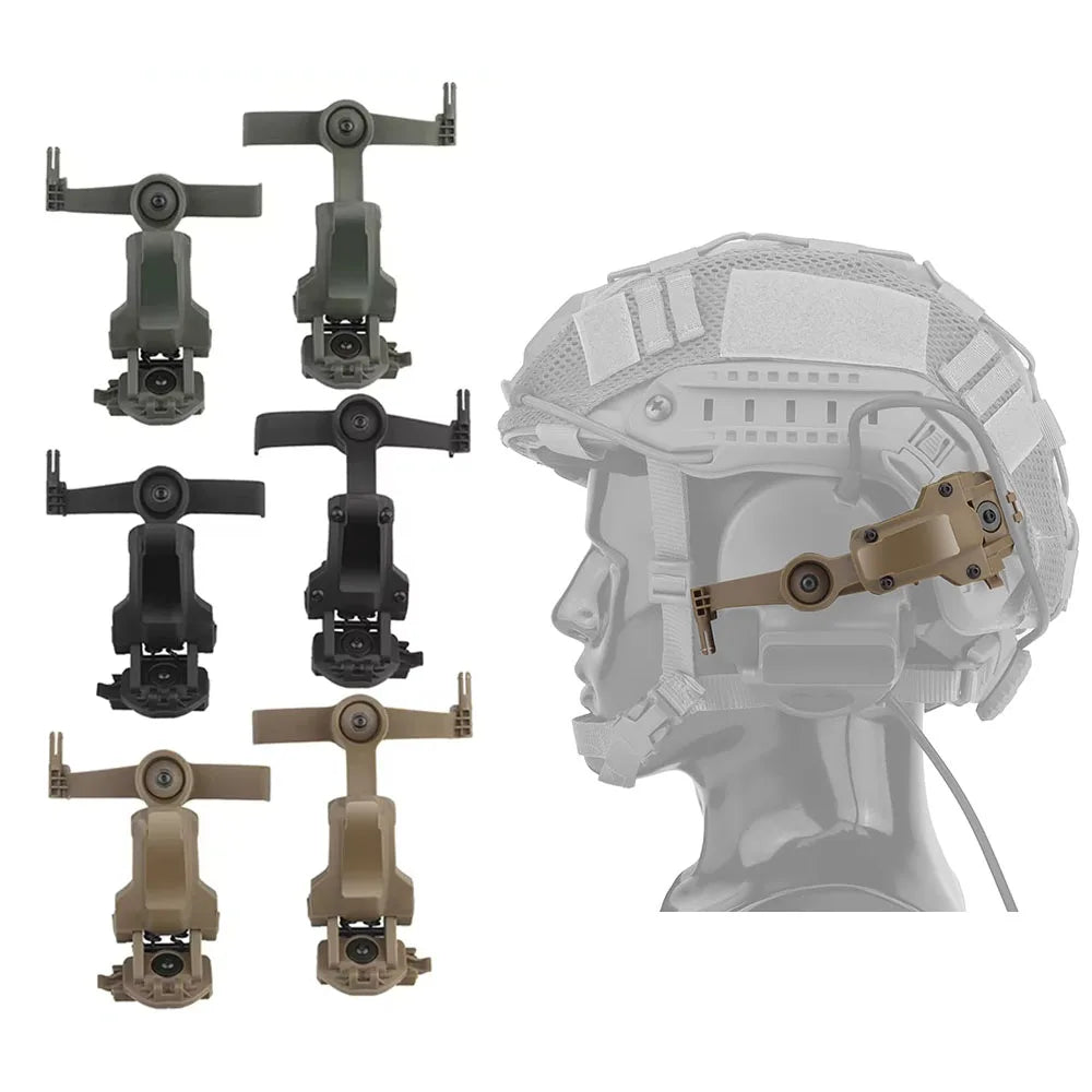 BOOIU Tactical Headset Holder Multi-angle Rotation Airsoft Shooting Headphone Bracket CORE ARC Wendy Mlok Rail Guide Rail Helmet - Sun Studio