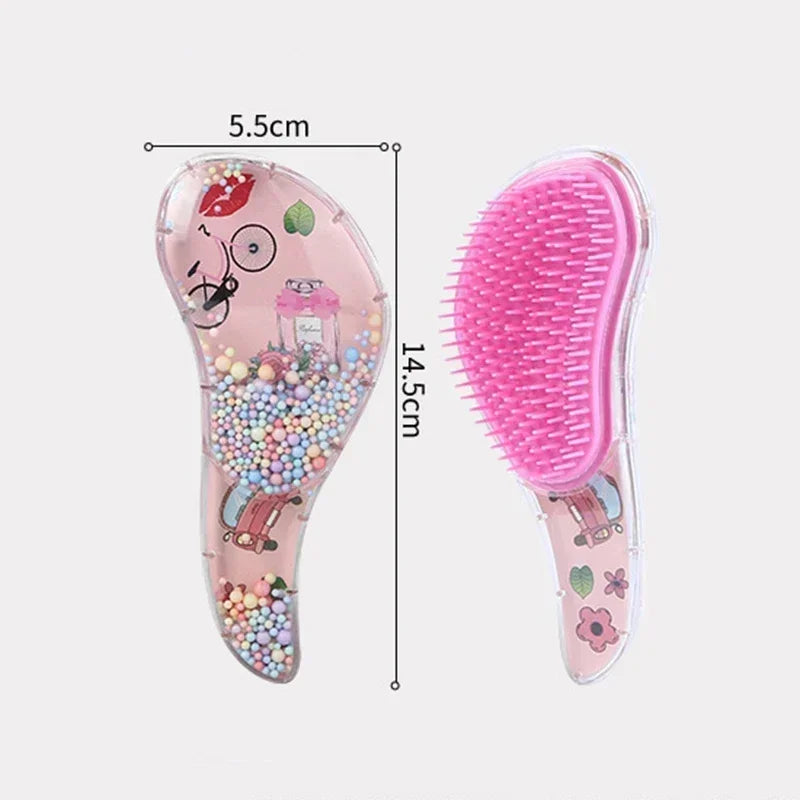 Cute Children Hairdressing Comb for Kids Anti-knot Massage Flowing Bead Hair Comb Children Girls Dress Up Makeups Toy Gifts - Sun Studio