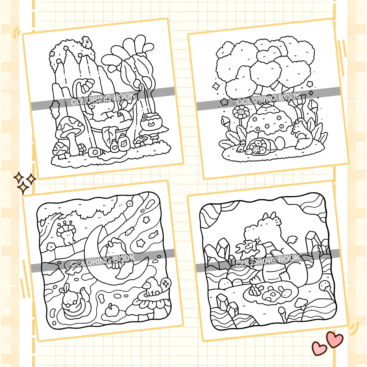 DREAM FRIEND CUTE & EASY Coloring Book For Adults Educational Relaxation Gift DIY Children's Painting Drawing Books - Sun Studio