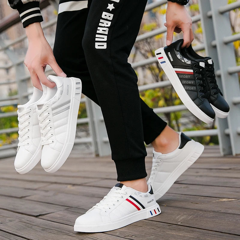 2024 Mens Casual Sneakers New Fashion Lace-up White Shoes Student Comfort Sports Plus Size Vulcanized Shoes Zapatillas De Hombre - Sun Studio