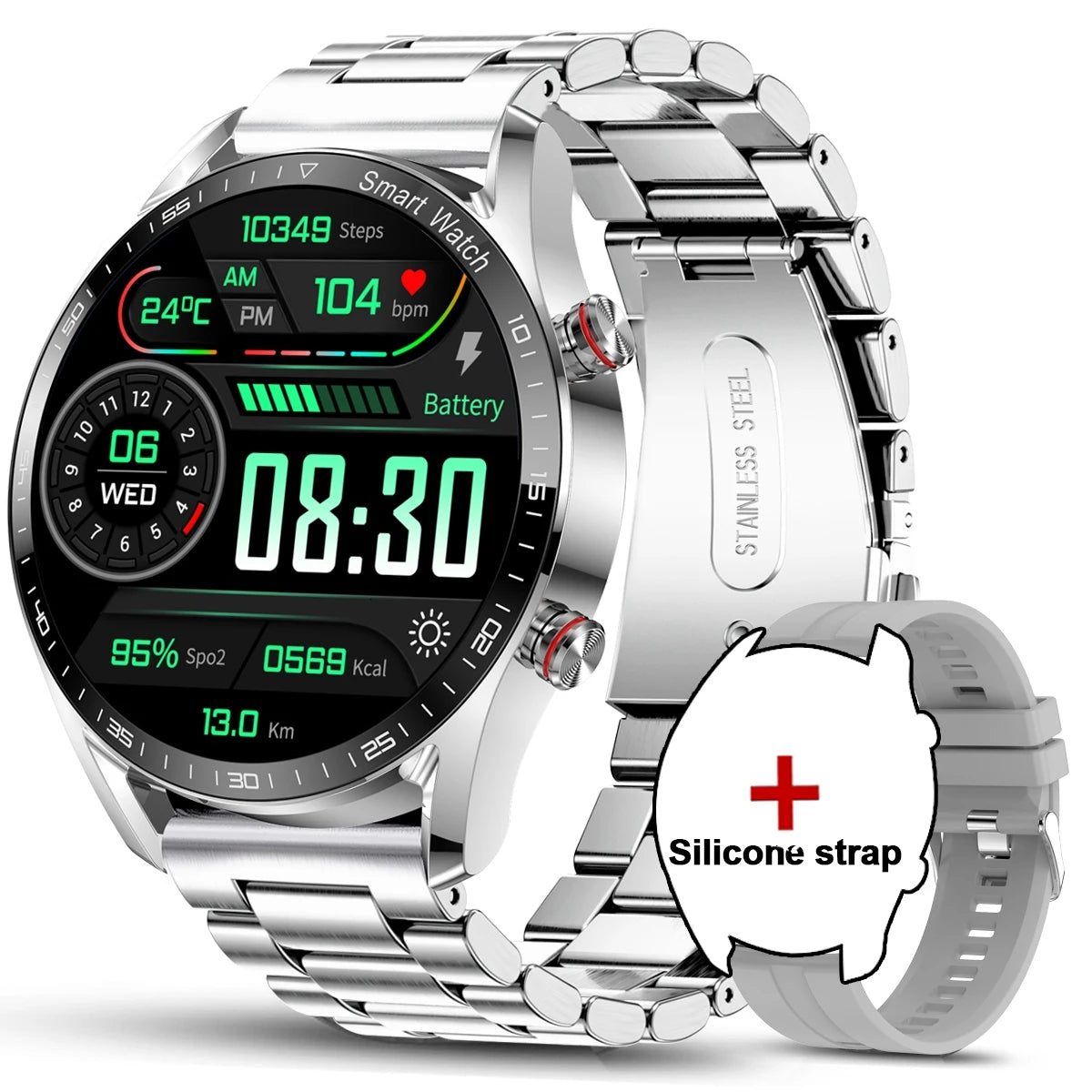 ChiBear Neue 1,53 Zoll Bluetooth Anruf Smartwatch für Männer Multi-Sport-Modus Herzfrequenz Gesundheitsüberwachung Wasserdicht Business Smartwatch