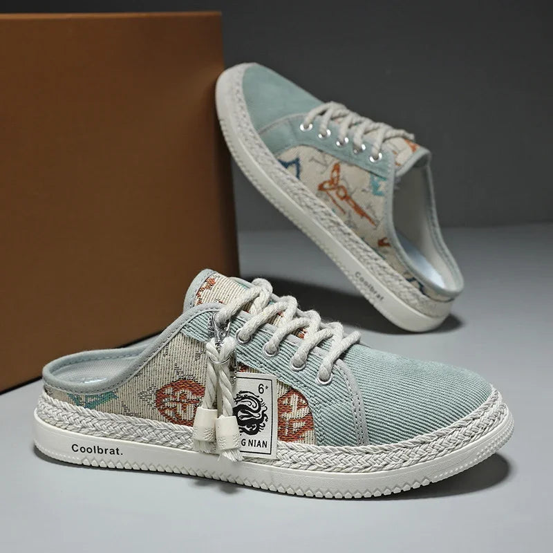 Sommer Neue Canvas Herren Freizeit Schuhe Herren Halbschuhe Atmungsaktive Walking Sneakers Bequeme Rutschfeste Herren Ballerinas Lässige Schuhe