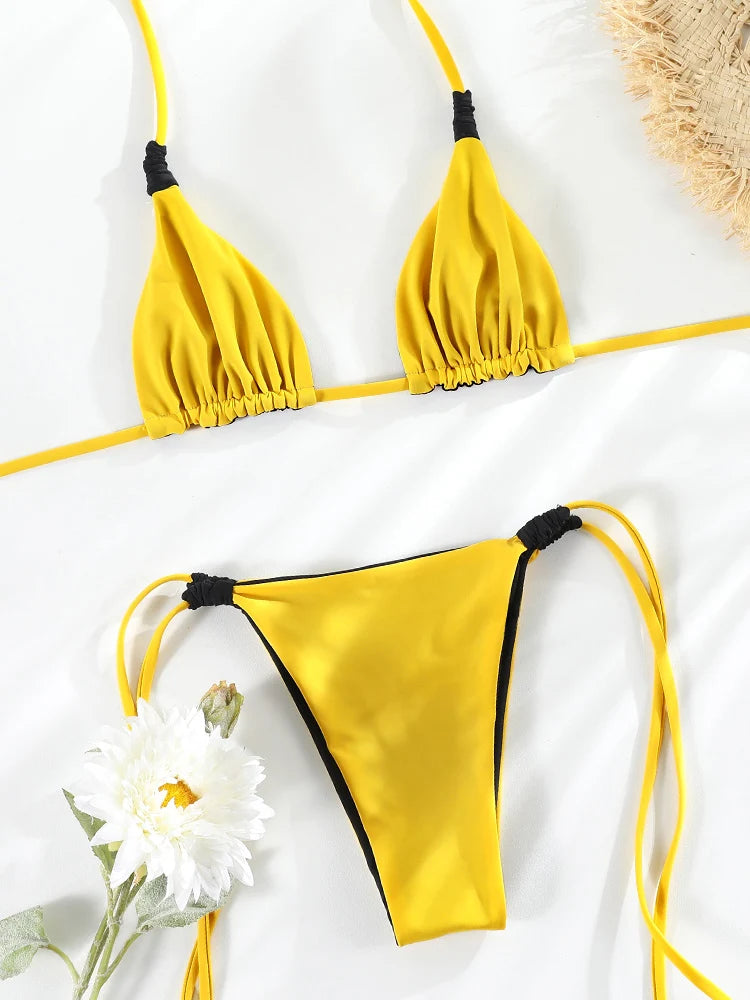 Bikini 2024 Women Bandage Bikini Set String Swimsuit Women Summer Bathing Suit Sexy Biquini Micro Thongs Beach Wear - Sun Studio