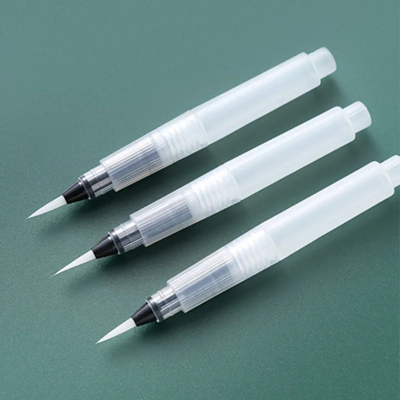 3pcs Refillable Water Brush Pen Set,Nylon Paint Brush,Watercolor Ink Pen for Painting Powder Coating Watersoluble Colored Pencil - Sun Studio