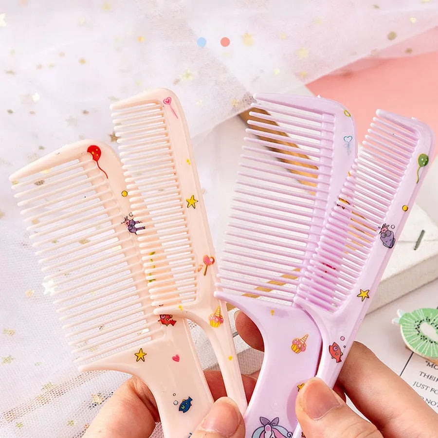 2pcs Kids Hair Combs Set Girls Portable Anti-Static Plastic Comb Cartoon Animals Children Hairdressing Comb with Pointed Tail - Sun Studio