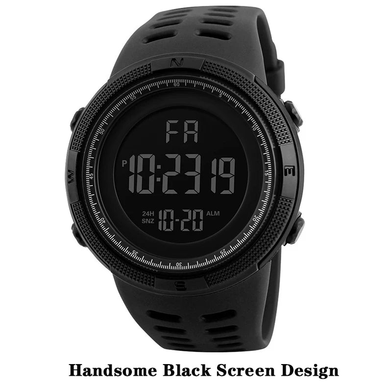 YIKAZE Men's Digital Electronic Watch Sports Glow 50mm Large Dial Student Outdoor Adventure Trend Multifunctional Watches Clock - Sun Studio