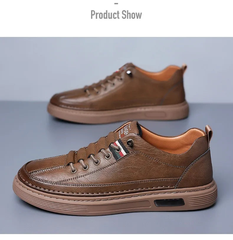 New Leather Shoes for Men Non-slip Sports Fashion Comfortable Sneakers Male Flat Slip-on Casual Brand Men's Casual - Sun Studio