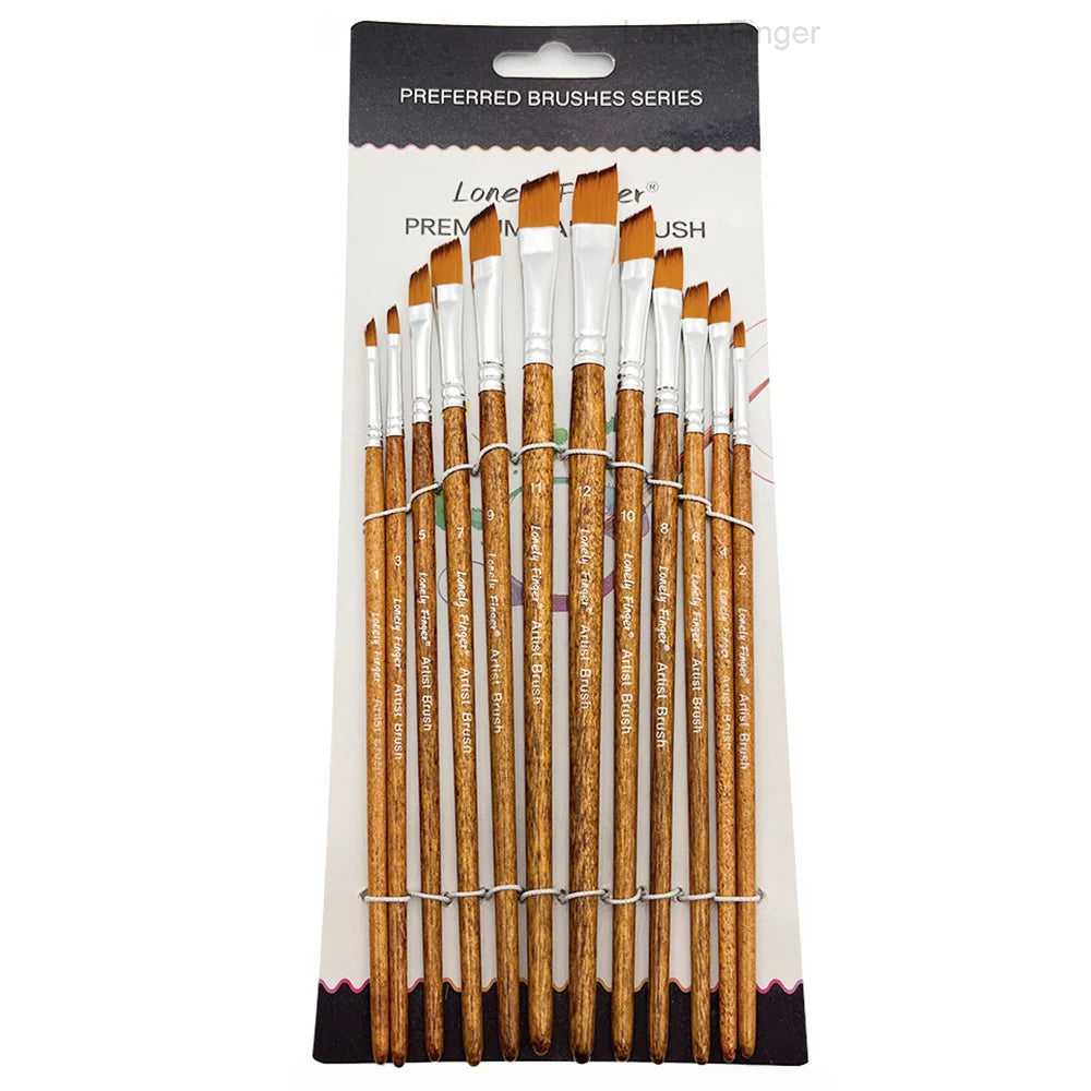 12/48pcs Professional Artist Paint Brush Set Include Round Filbert Flat Angle Fine Detail Brushes Premium Nylon Brush for Paint - Sun Studio