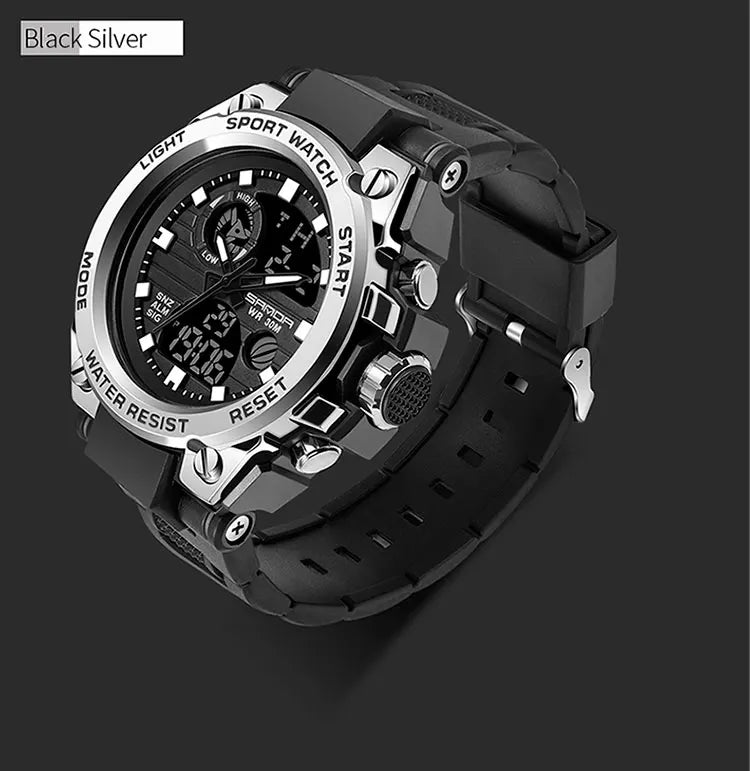 SANDA Top Luxury Watches Men Military Army Mens Watch Waterproof Sport Wristwatch Dual Display Watch Male Relogio Masculino - Sun Studio