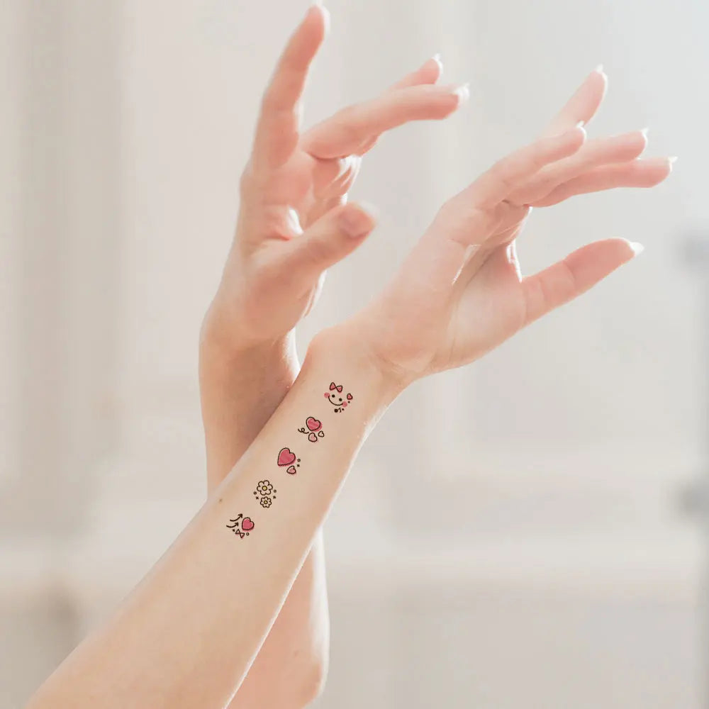 30 Sheets Cute Cartoon Temporary Tattoos for Hands Waterproof Tattoo Stickers Rainbow Fruit Moon Fake Finger Tattoo - Sun Studio