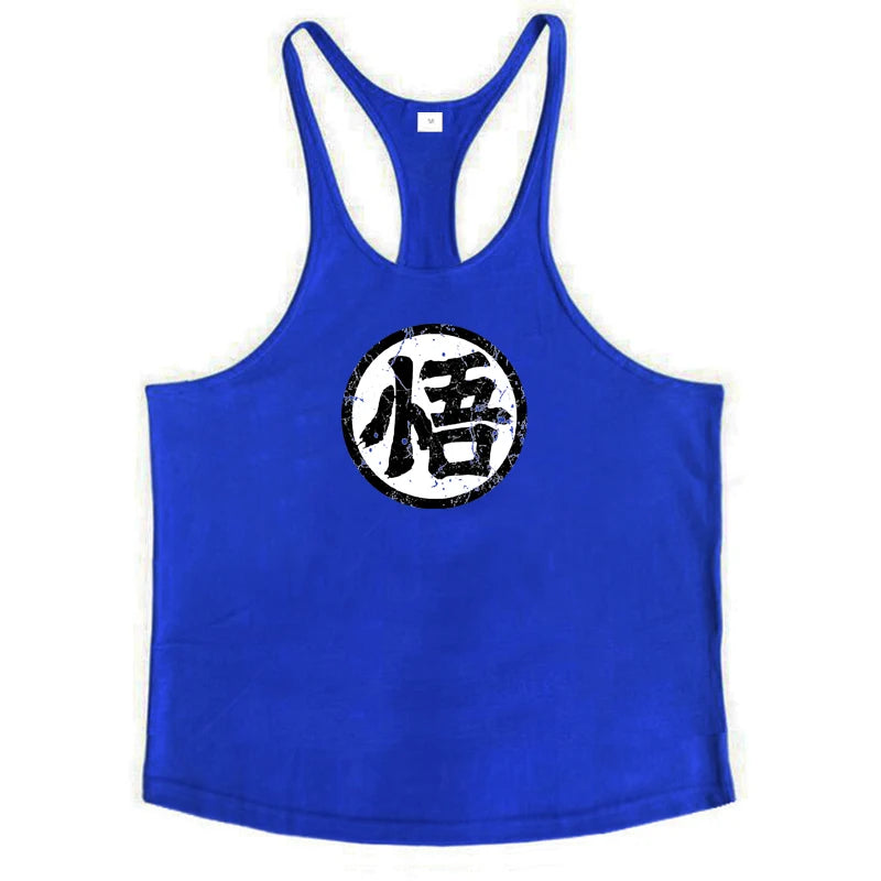 Gym Fitness Bodybuilding Suspenders T-Shirt Mens Fashion Print Sport Sleeveless Vests Summer Cotton Breathable Y-back Tank Tops - Sun Studio