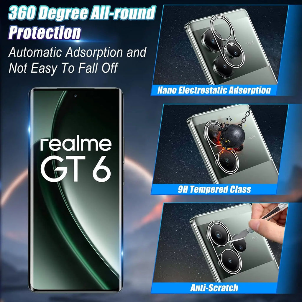 3D Curved 9H Tempered Glass For Realme GT 6 GT 7 Pro Screen Protector Full 9H Clear Protective Film for Realme GT6 6T Neo6 SE - Sun Studio