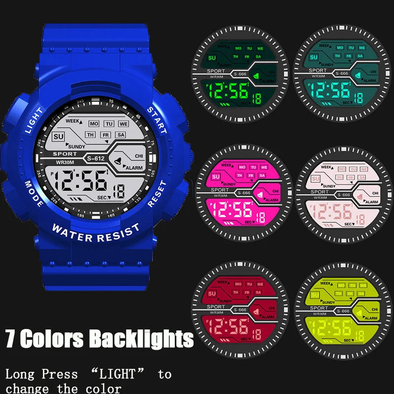 Sports Digital Electronic Watch 55mm Large Dial Sport Watch Outdoor Multifunction Watches Clock for Men Teen Student - Sun Studio