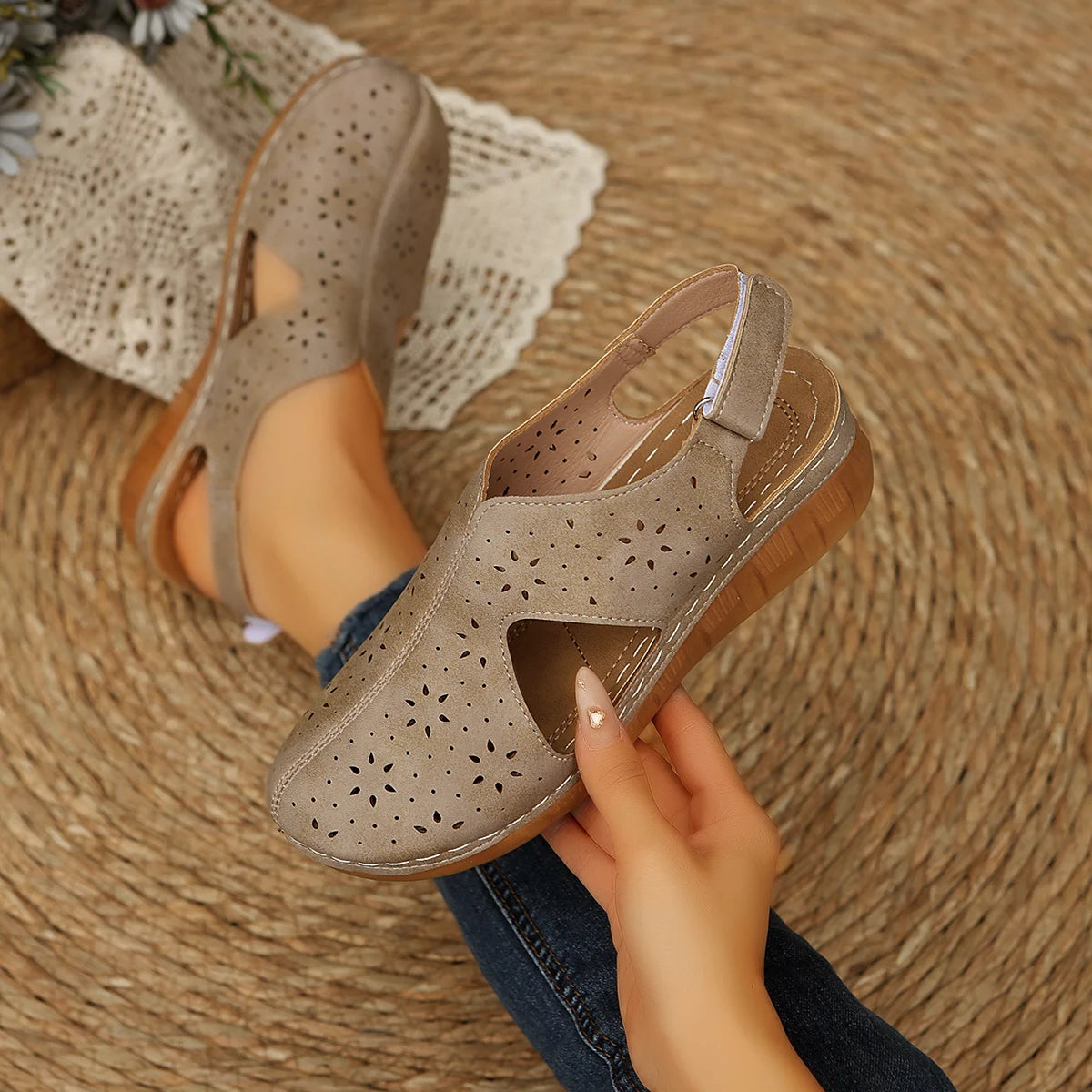 Summer Women 2026 Sandals Platform Fashion Sandals Hollow Out Buckle Roman Style Shoes Women Lightweight Slip-On Shoes Ladies - Sun Studio