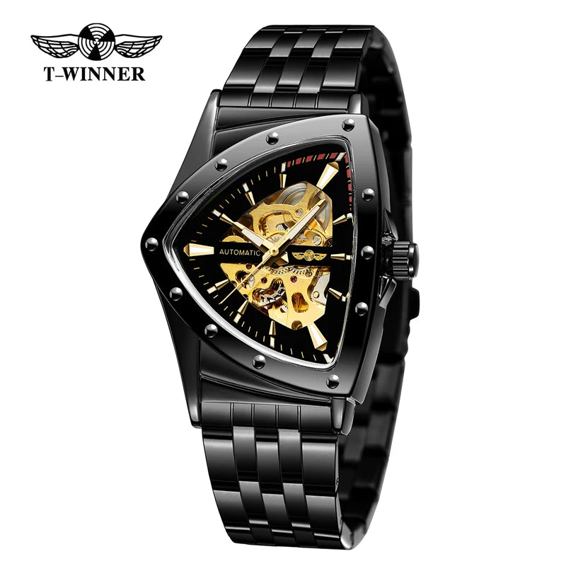 WINNER 395S Men's Mechanical Watch Fashion Business Gold Luxury Brand Waterproof Triangle Skeleton Men's Automatic Watches reloj - Sun Studio