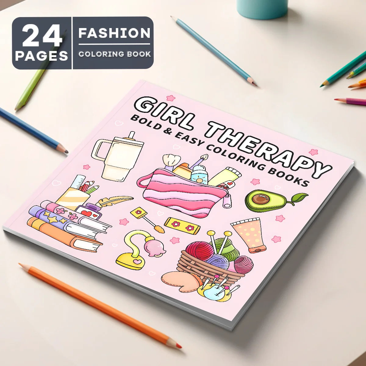 Pink Coloring Book for Adults - Mindful Picture Book for Stress Relief and Relaxation Perfect Gift for Birthdays and Parties - Sun Studio