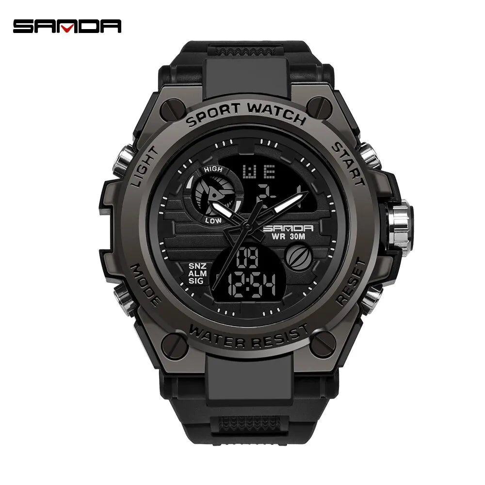SANDA Top Luxus Uhren Männer Militär Armee Herren Uhr Wasserdichte Sport Armbanduhr Dual Display Uhr Männlich Relogio Masculino