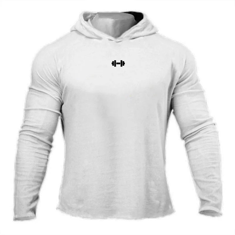Gym Running Sport T-Shirts Mens Cotton Long Sleeve Hooded Clothing Fitness Bodybuilding Muscle Hoodies Workout Jogging Shirts - Sun Studio