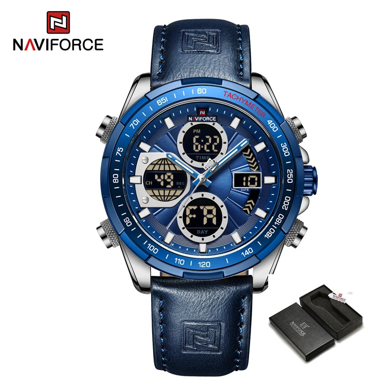 New NAVIFORCE Watches for Men Leather Mens Military Sport Waterproof Watch Quartz WristWatch Chronograph Male Clock - Sun Studio