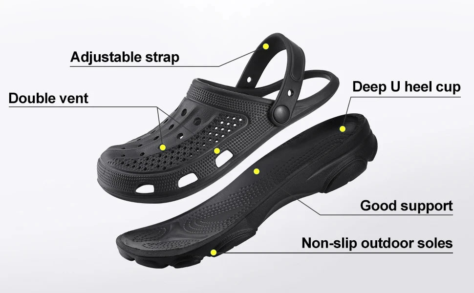 Eyriphy Men Slippers Garden Shoes Breathable Hole Slippers Outdoor Fishing Shoes Non-Slips Kitchen Slippers EVA Sole Men Sandals - Sun Studio