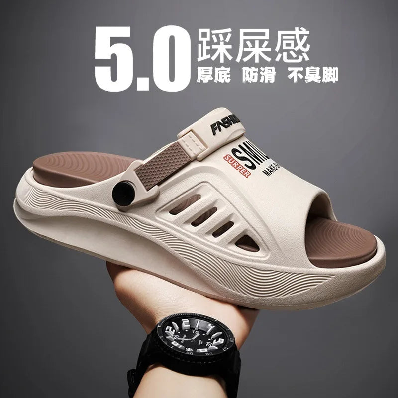Summer wear trendy brand stepping on shit feeling non-slip seaside beach one-word sandals outdoor dual-purpose sandals - Sun Studio
