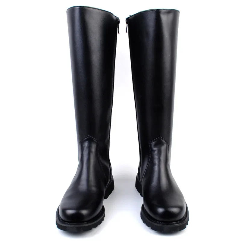 Fashion Knee High Black Long Boots  for Men New 2026 Quality Genuine Leather Shoes Knight Riding Boots Plus Size 38-46 - Sun Studio