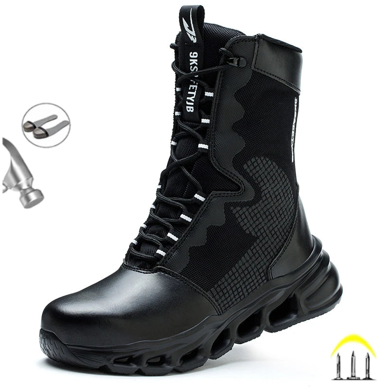 New Fashion 2024 Men Boots Safety Shoes Security Steel Toe Cap Military Boots Working Steel Toe Anti-Smashing Men's Work Boots - Sun Studio