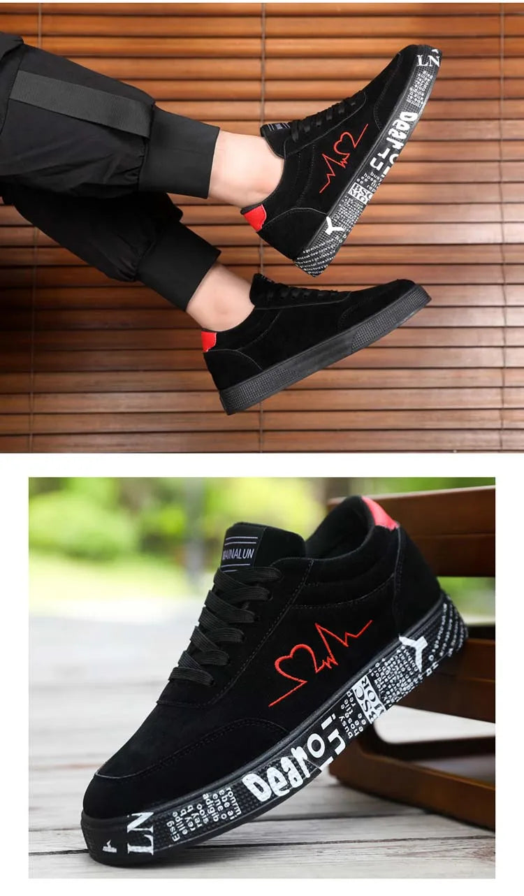 Breathable Mid-Top Sneakers , Heart & Music Graphic Design, Casual Streetwear Shoes for Couples, Valentine's Day & Birthday Gift - Sun Studio