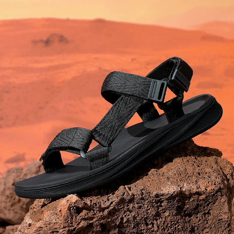 Black Men's Outdoor Casual Arch Support Sandals Anti-Slip Breathable Beach Holiday Sports Sandals for Summer Walking Size 40-45 - Sun Studio