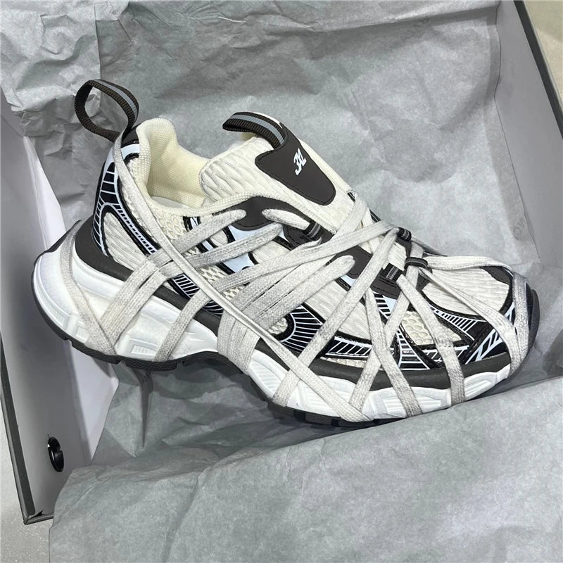 Large Size Casual Trainers Luxury Designer Unisex Shoes Chunky Heel Platform All Match Increasing Sport Runway Sneakers Female - Sun Studio