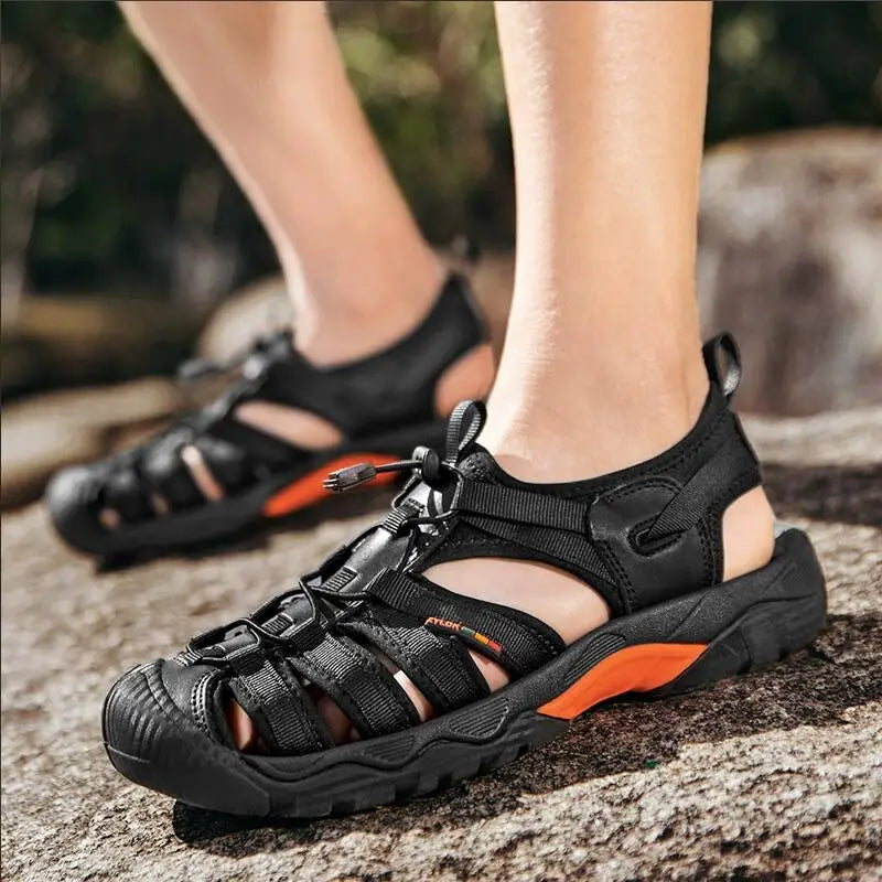 New Summer Genuine Leather Men Sandals Fashion Design Men's Casual Sneakers Comfortable Beach Men's Sandals Outdoor Wading Shoes - Sun Studio