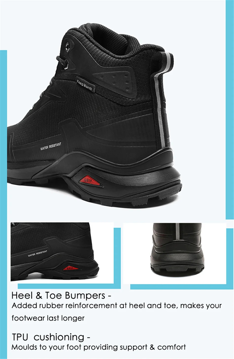 Men Winter Boots Snow Hiking Sneakers Water Resistant Mid Ankle Work Casual Hiker Trekking Outdoor Anti Slip Waterproof Shoes - Sun Studio