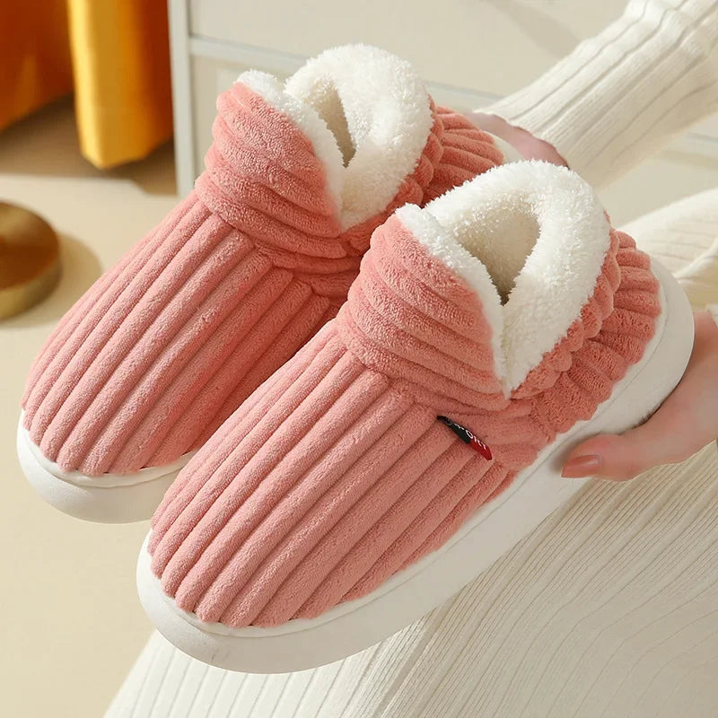 Warme Flausche Hausschuhe Frauen Männer Winter Neue Mode Komfort Plüsch Hausschuhe Zuhause Innen Außen Weiche Dicke Sohle Baumwollschuhe