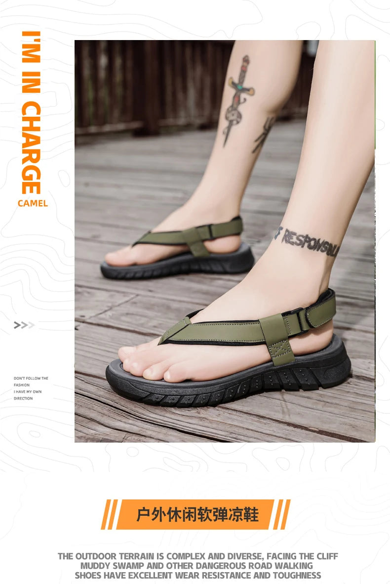 Summer men's casual breathable outdoor beach shoes flip flops waterproof anti slip comfort mesh sandals youth fashion slippers - Sun Studio