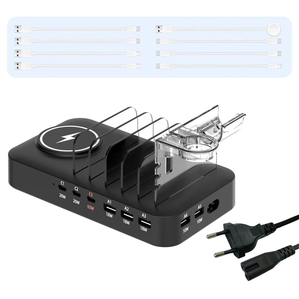 Multifunctional Charger 9in1 Wireless Charger For Mobile Phones Watches Headphones Multi Port Charger Fast Charger - Sun Studio