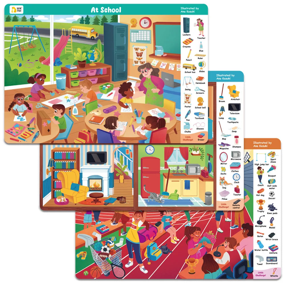 Search and Find Game Looking for Different 3 Themes Interactive Activity Painting Kit Drawing Books with Reusable Pen - Sun Studio