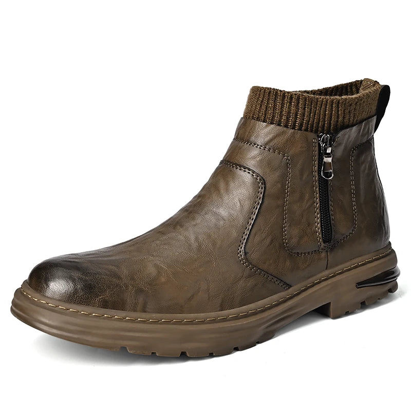 British Style Men's Interview Formal Boots High-end Business Short Boots Men's Winter Ankle Boots Trend High Top Shoes - Sun Studio