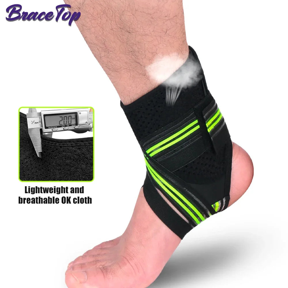 BraceTop 1 PC Sports Compression Ankle Brace Support Wrap Gym Ankle Sleeves for Plantar Fasciitis Achilles Tendon Minor Sprains - Sun Studio