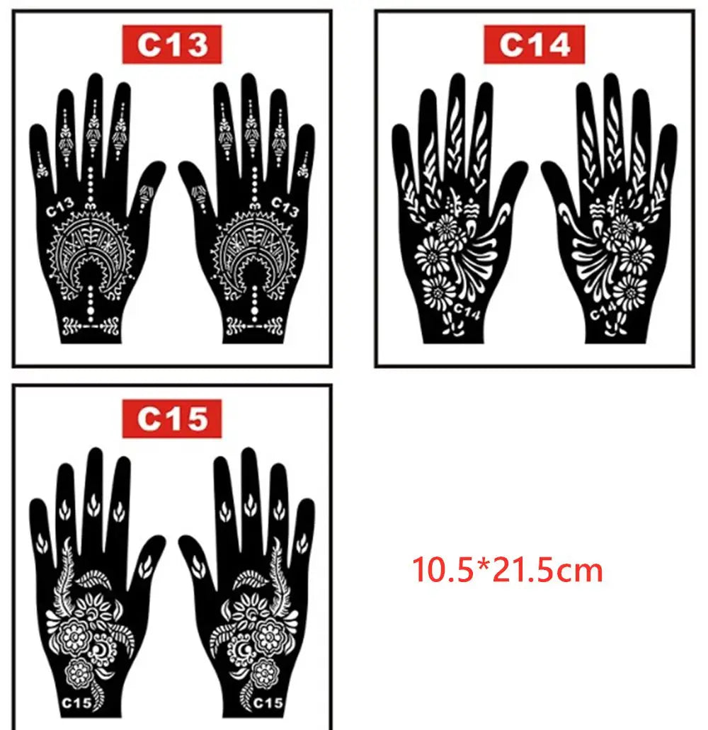NEW Black Lace Transfer henna Hand Arm Tattoo Henna Stickers Art Temporary Tattoo DIY Painting Body Art Template Tattoo Stencils - Sun Studio