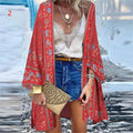 WeHello 2023 Summer Bohemian Casual Cloak Cardigan for Swimsuit woman Beach Swimwear Tops Long Sleeved Shawl Chiffon Shirt - Sun Studio