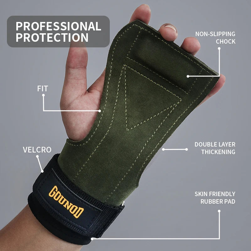2pc/1Pair GOUNOD Gym Grip Cowhide Palm Protector Weightlifting Gymnastics Exercise Glove Grip Fitness Training Equipment - Sun Studio