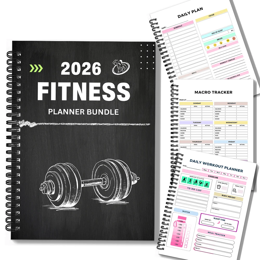 1PC Fitness Planner Bundle-Fitness Journal Workout Log Book Bundle – Fitness Plan Book - Schedule-Daily Fitness Planners - Sun Studio