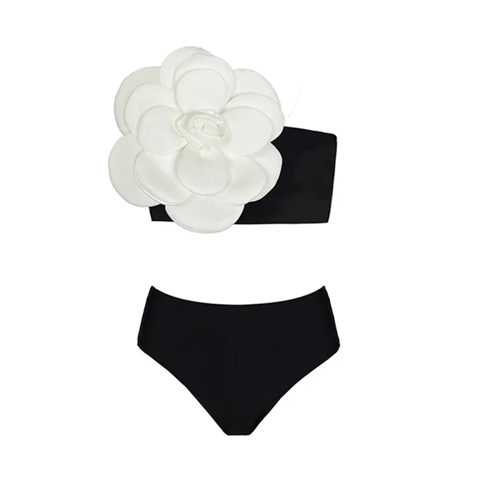 2026 Neu Sexy Weiß 3D Blume Einfarbig Zweiteilig Push Up Bikini Set Luxus Badebekleidung Damen Badeanzug Strandmode Sommer Badeanzug